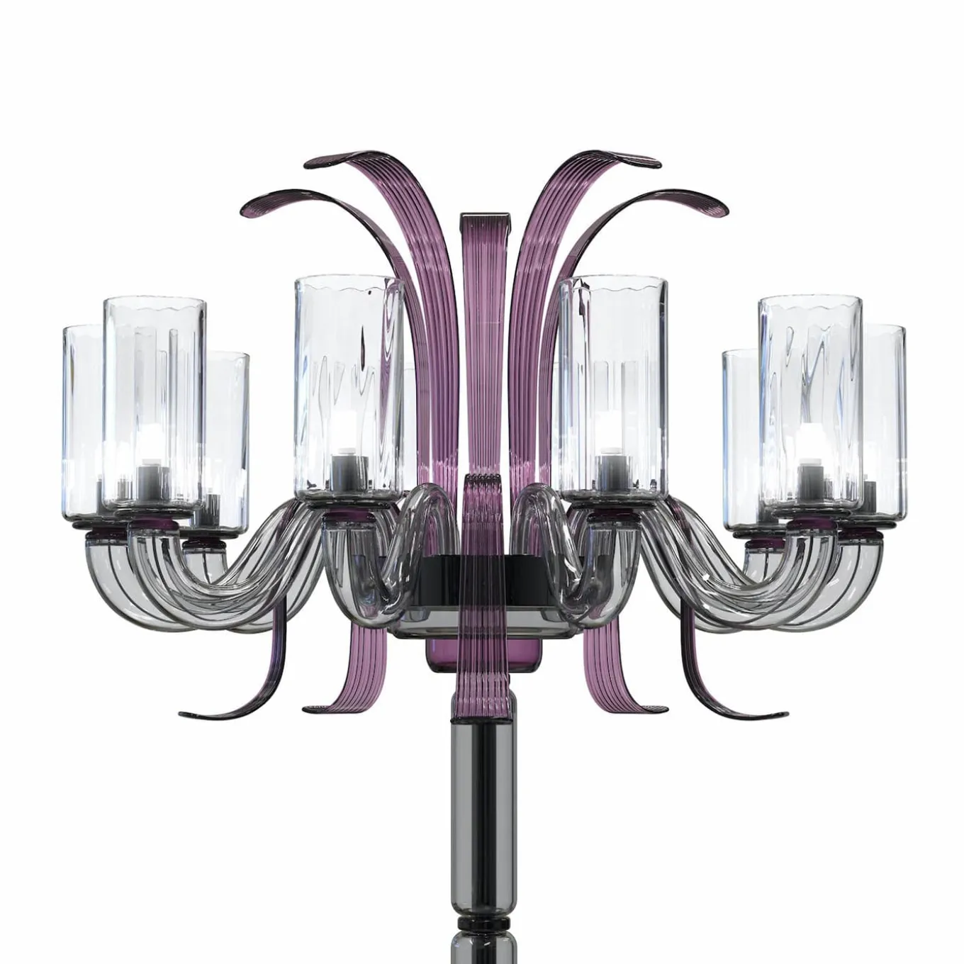 Leonardo 10-light Gray and Purple Murano Glass Floor Lamp