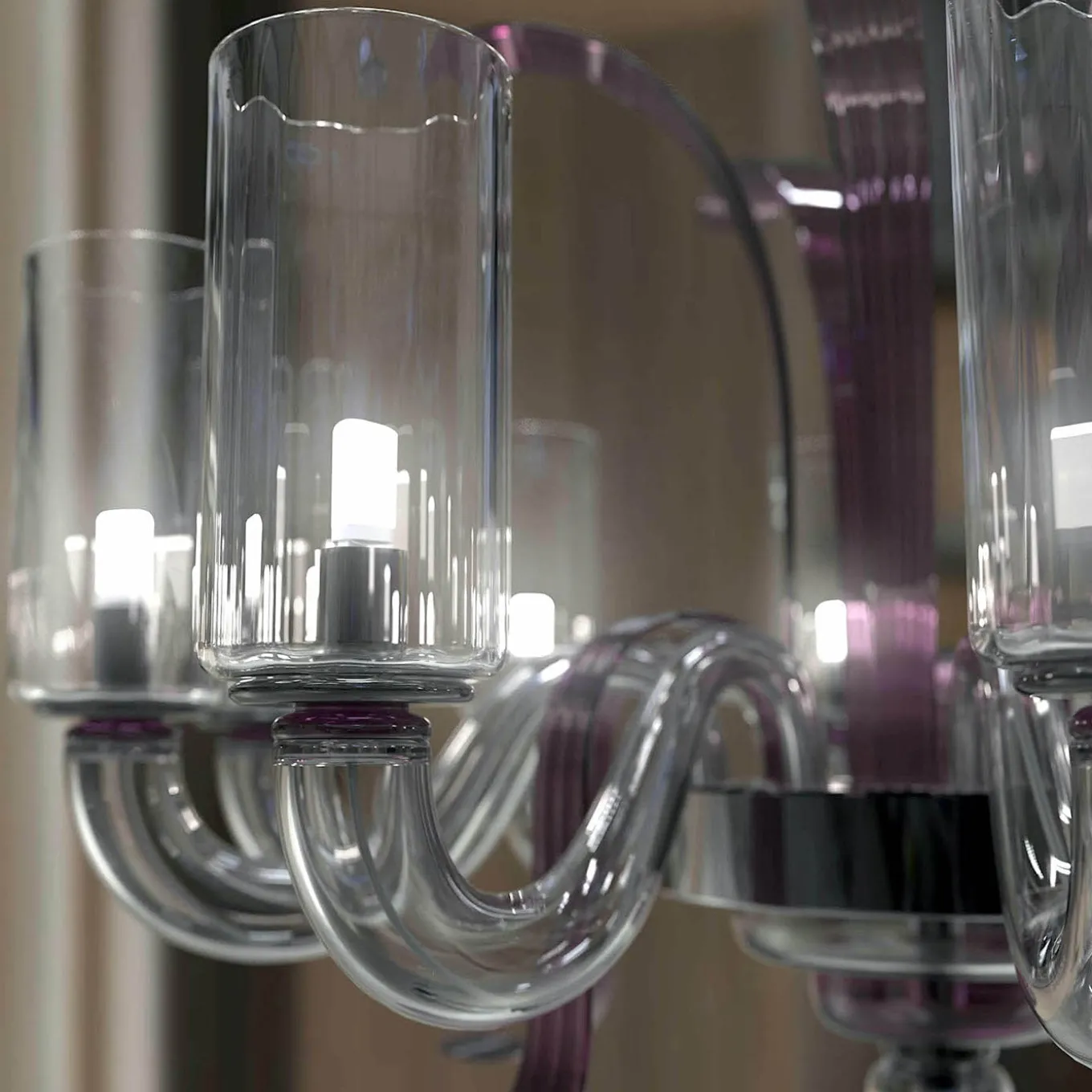 Leonardo 10-light Gray and Purple Murano Glass Floor Lamp