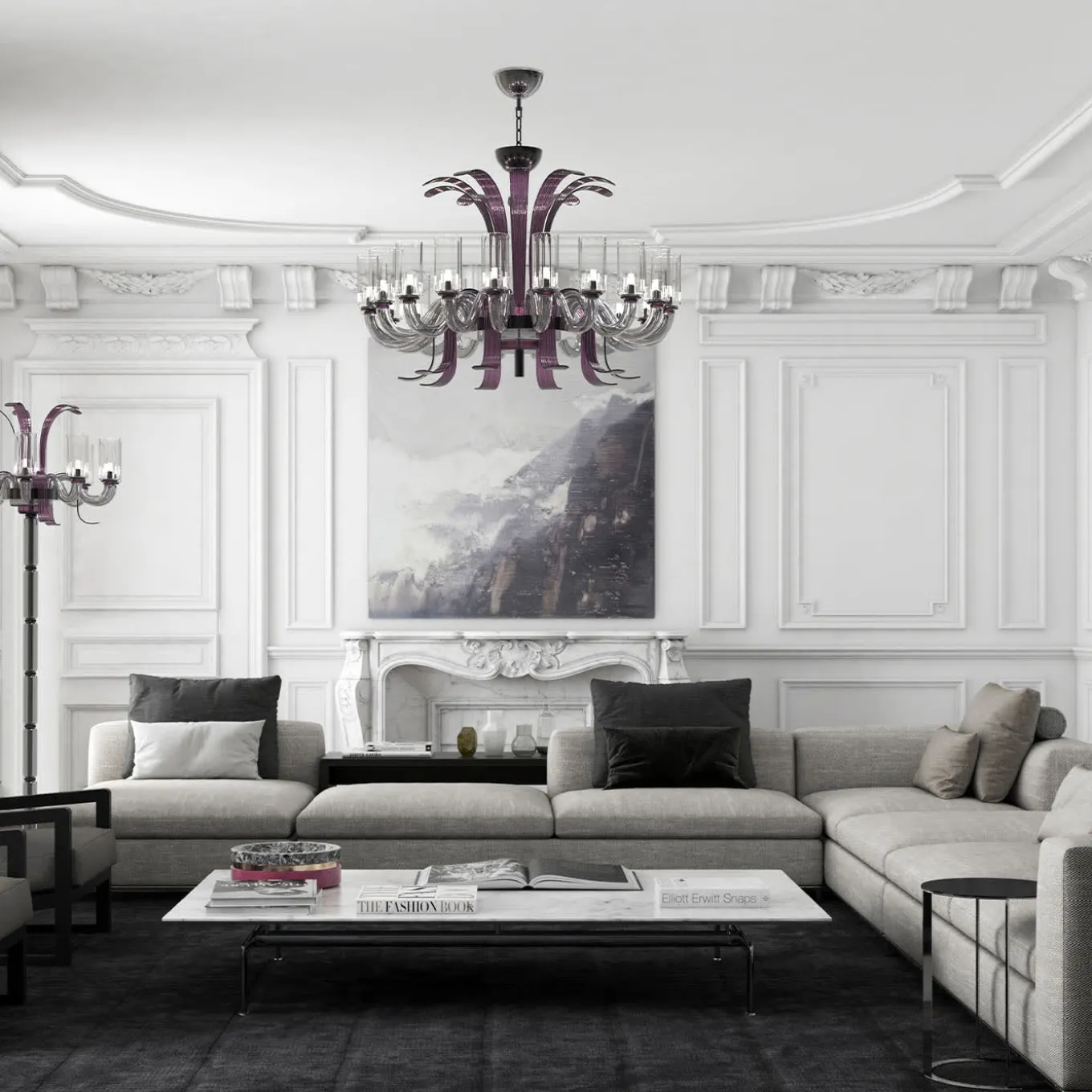 Leonardo 10-light Gray and Purple Murano Glass Floor Lamp