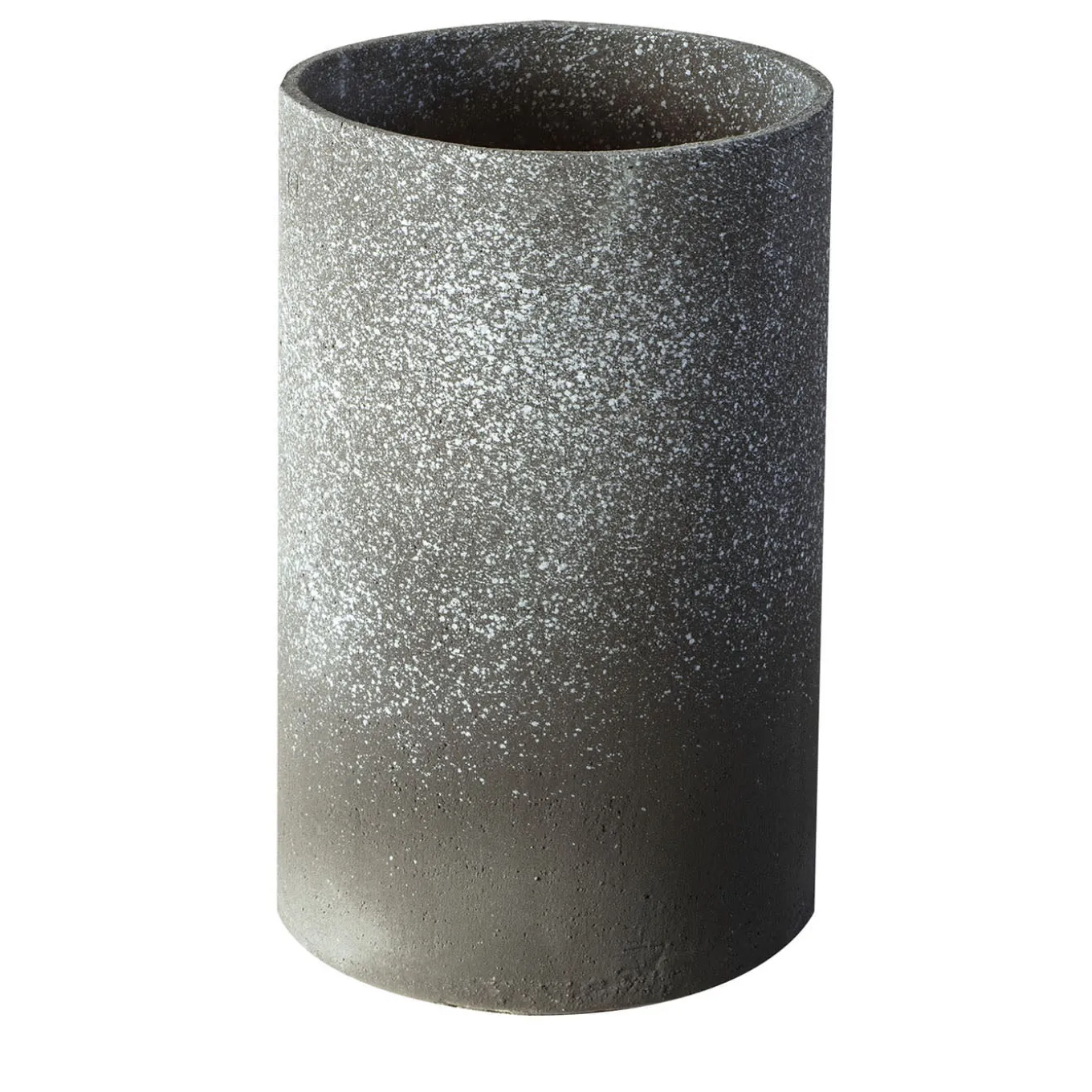 Lerici Cylindrical White-Speckled Gray Ceramic Vase