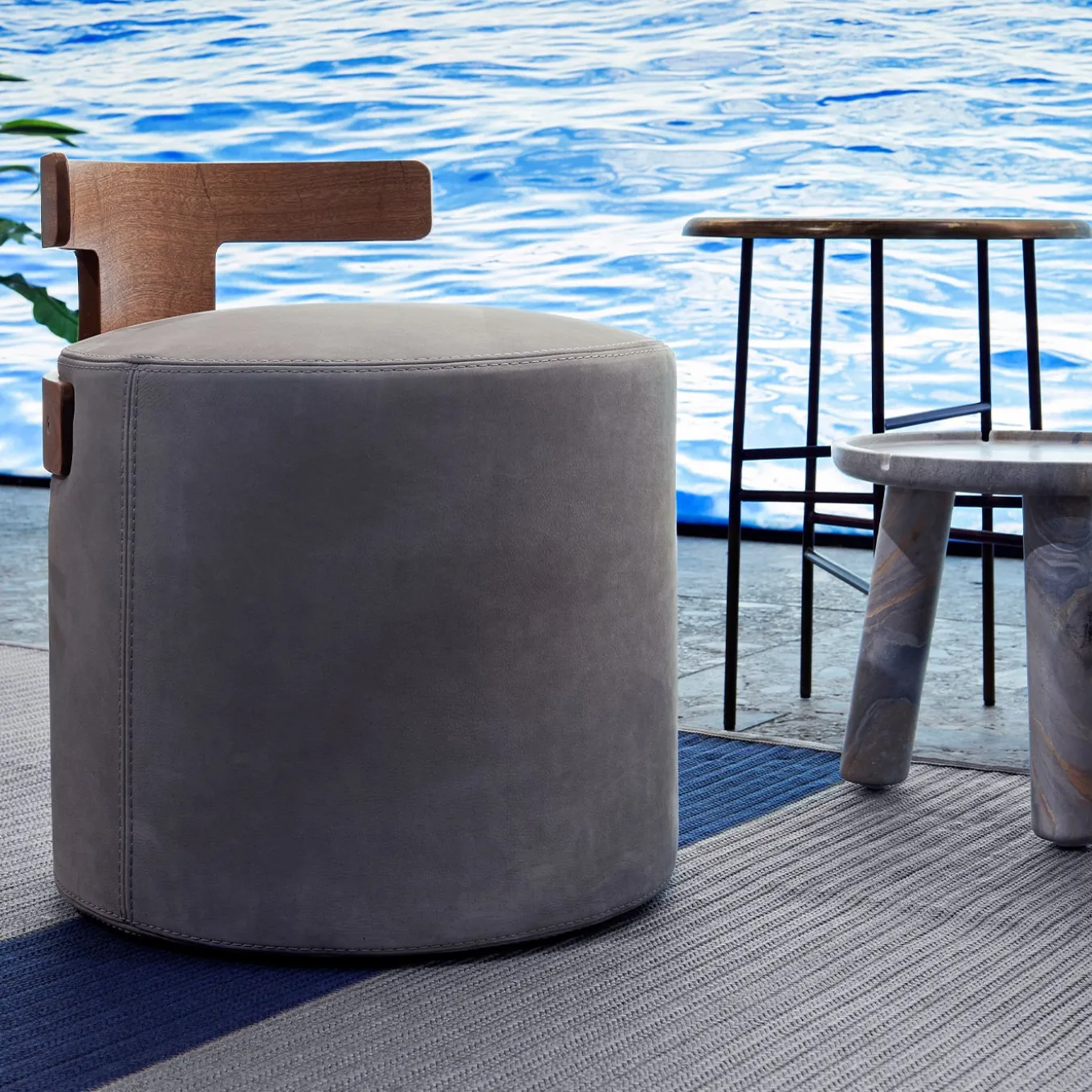 Levante Beige T-Pouf by Massimo Castagna