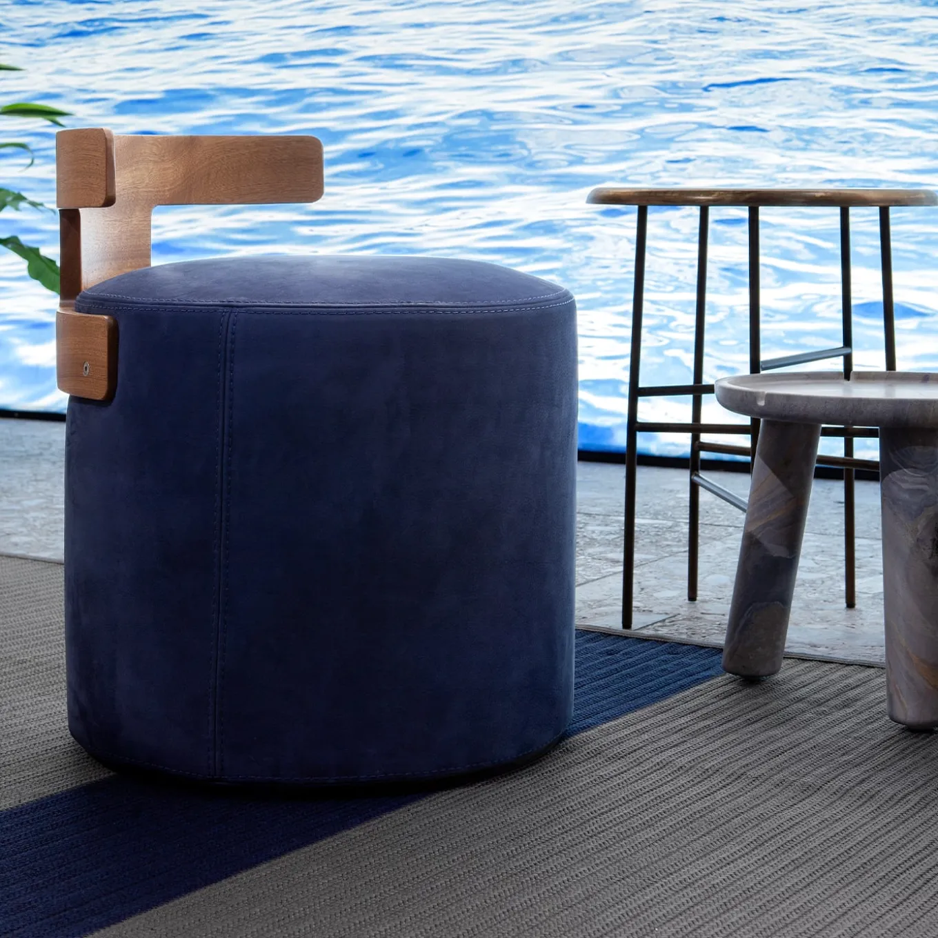 Levante Blue T-Pouf by Massimo Castagna