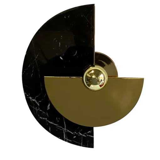 Levante Round Polished Brass And Marble Wall Sconce