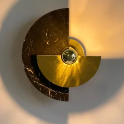 Levante Round Polished Brass And Marble Wall Sconce