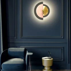 Levante Wall Sconce in Satin Brass and Pink Onyx