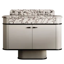 Liberty Calacatta Viola Marble And Warm Gray Wood Vanity Unit