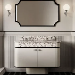 Liberty Calacatta Viola Marble And Warm Gray Wood Vanity Unit