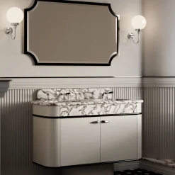 Liberty Calacatta Viola Marble And Warm Gray Wood Vanity Unit
