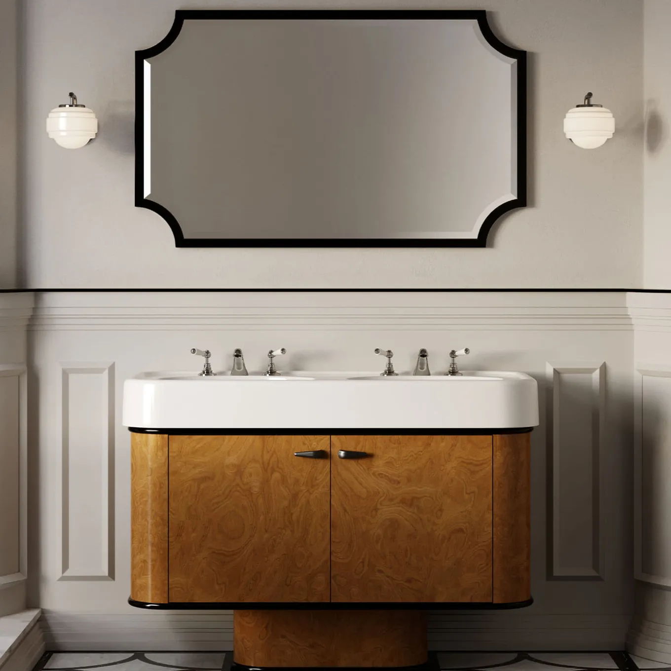 Liberty Ceramic And Walnut Wood Vanity Unit