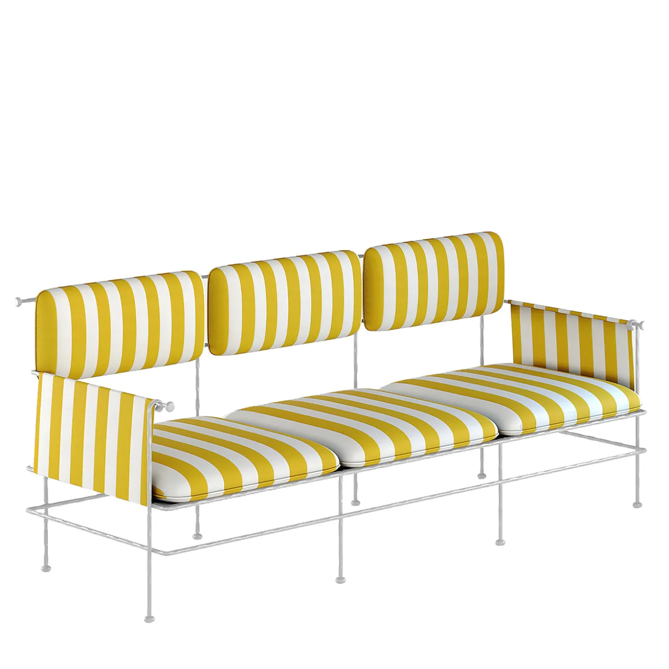 Liberty Three-Seater White & Yellow Iron Outdoor Sofa