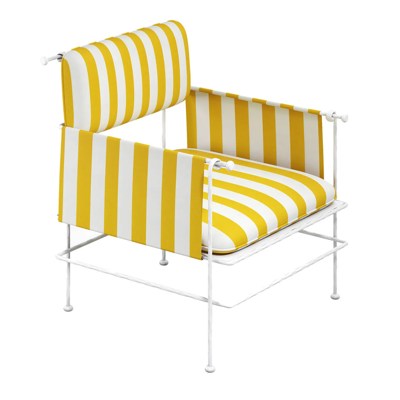 Liberty White and Yellow Outdoor Armchair with Iron Frame