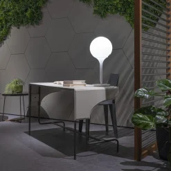 Libra Rectangular Ice White Leather and Metal Writing Desk