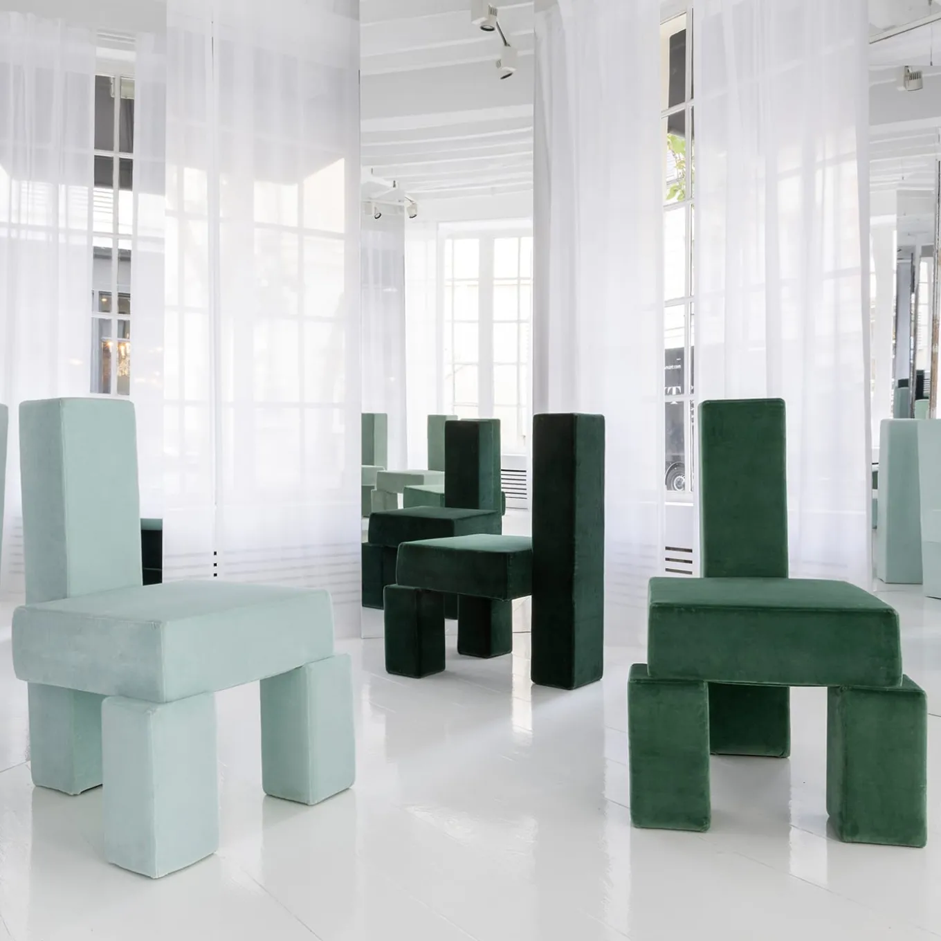 Licitra Green Pierre Frey Mohair Lounge Chair