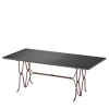 Ligare Lava-Stone-Top & Wrought Iron Brown Rectangular Table