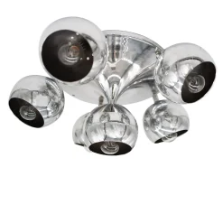6-Light 1960 Reggiani Chromed Ceiling Lamp