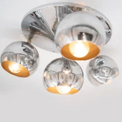 4-Light 1960 Reggiani Chromed Ceiling Lamp