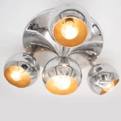 4-Light 1960 Reggiani Chromed Ceiling Lamp