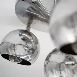 4-Light 1960 Reggiani Chromed Ceiling Lamp