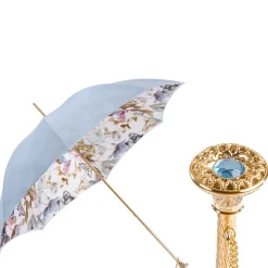 Light Blue Double Cloth Umbrella with Butterflies