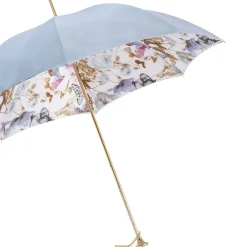 Light Blue Double Cloth Umbrella with Butterflies