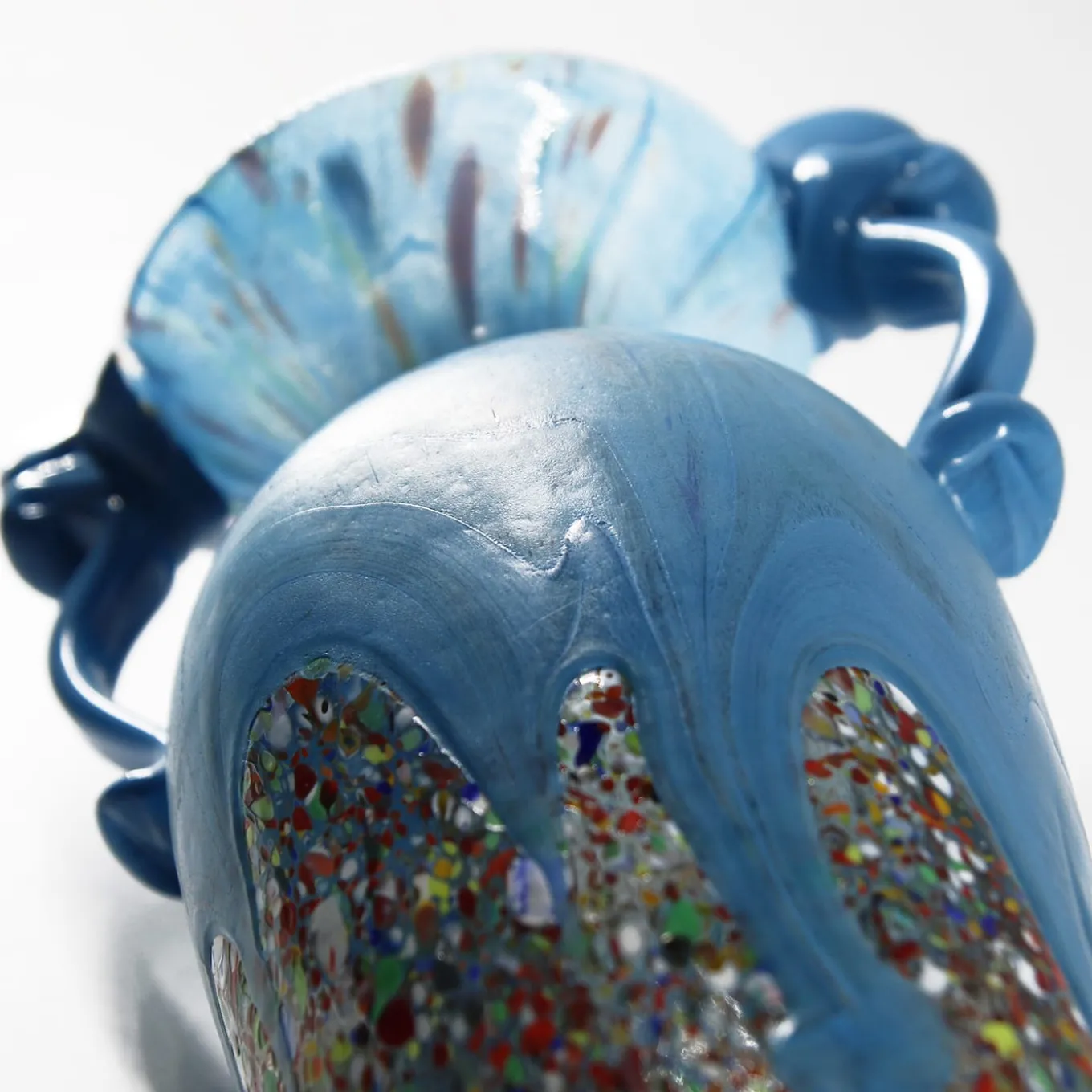 Light Blue Murano Glass Amphora Vase