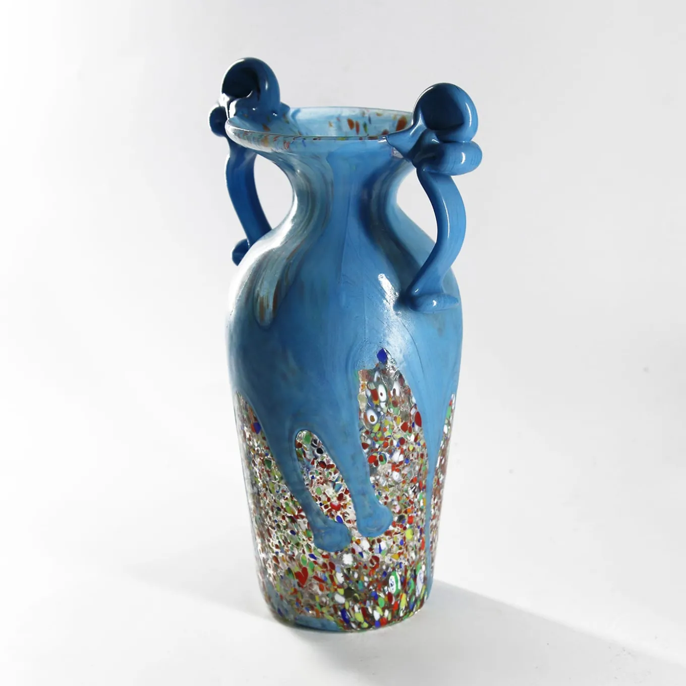 Light Blue Murano Glass Amphora Vase