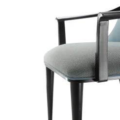 Light Blue Velvet & Black Beech Wood Chair