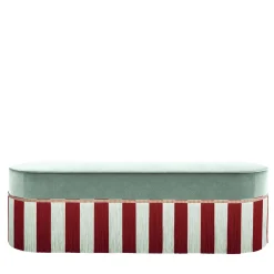 light blue velvet with two-tone fringes bench