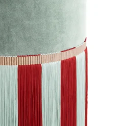 light blue velvet with two-tone fringes bench