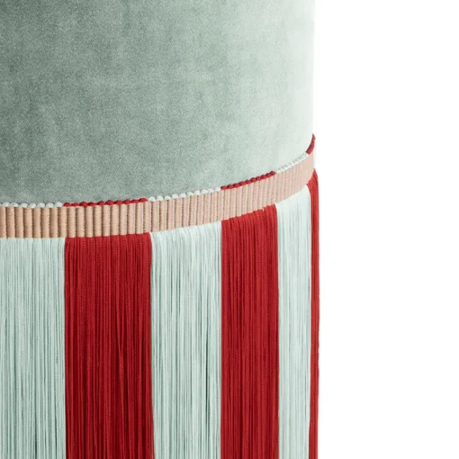 light blue velvet with two-tone fringes bench