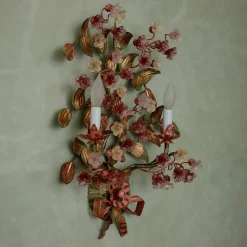 Light Floral Polychrome Wall Lamp