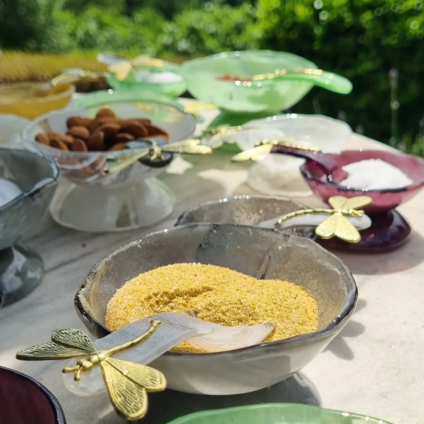 Light Green Glass Salt Cellars - Set of 2