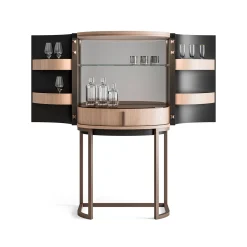 Light Walnut Curved Bar Cabinet