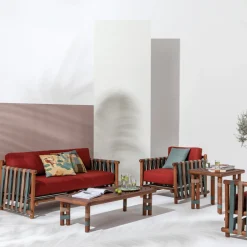 Lignes square Wood Outdoor Side Table