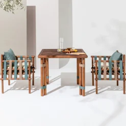 Lignes Square wood Outdoor Bistro Table