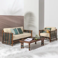 Lignes wood outdoor Lounge chair