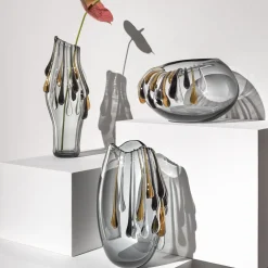 Like an Egg Oval Gray Glass Decorative Vase