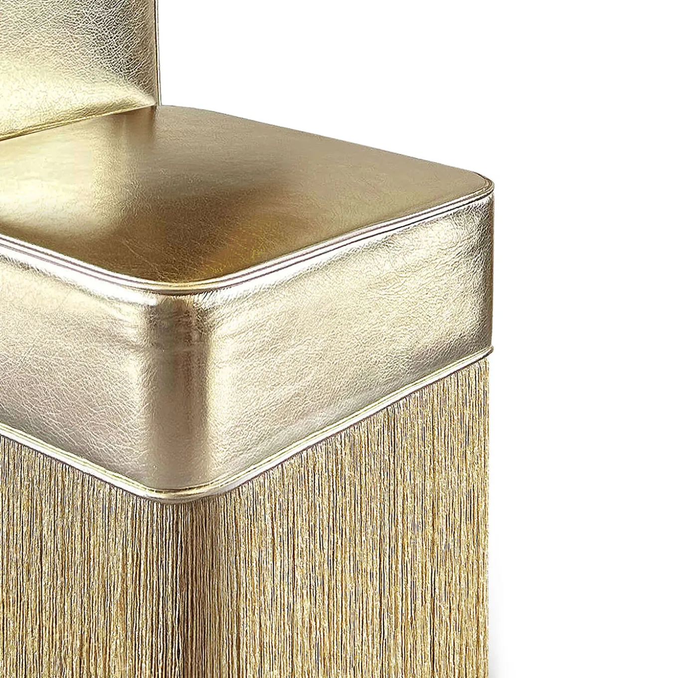 Lilli Gleaming Gold Metallic Leather with Lurex Fringes Armchair