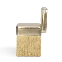 Lilli Gleaming Gold Metallic Leather with Lurex Fringes Armchair