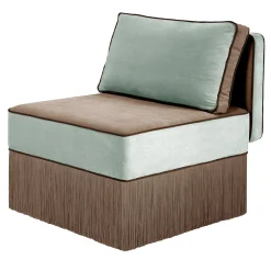 Lilli modular light blue with Taupe fringes lounge armchair