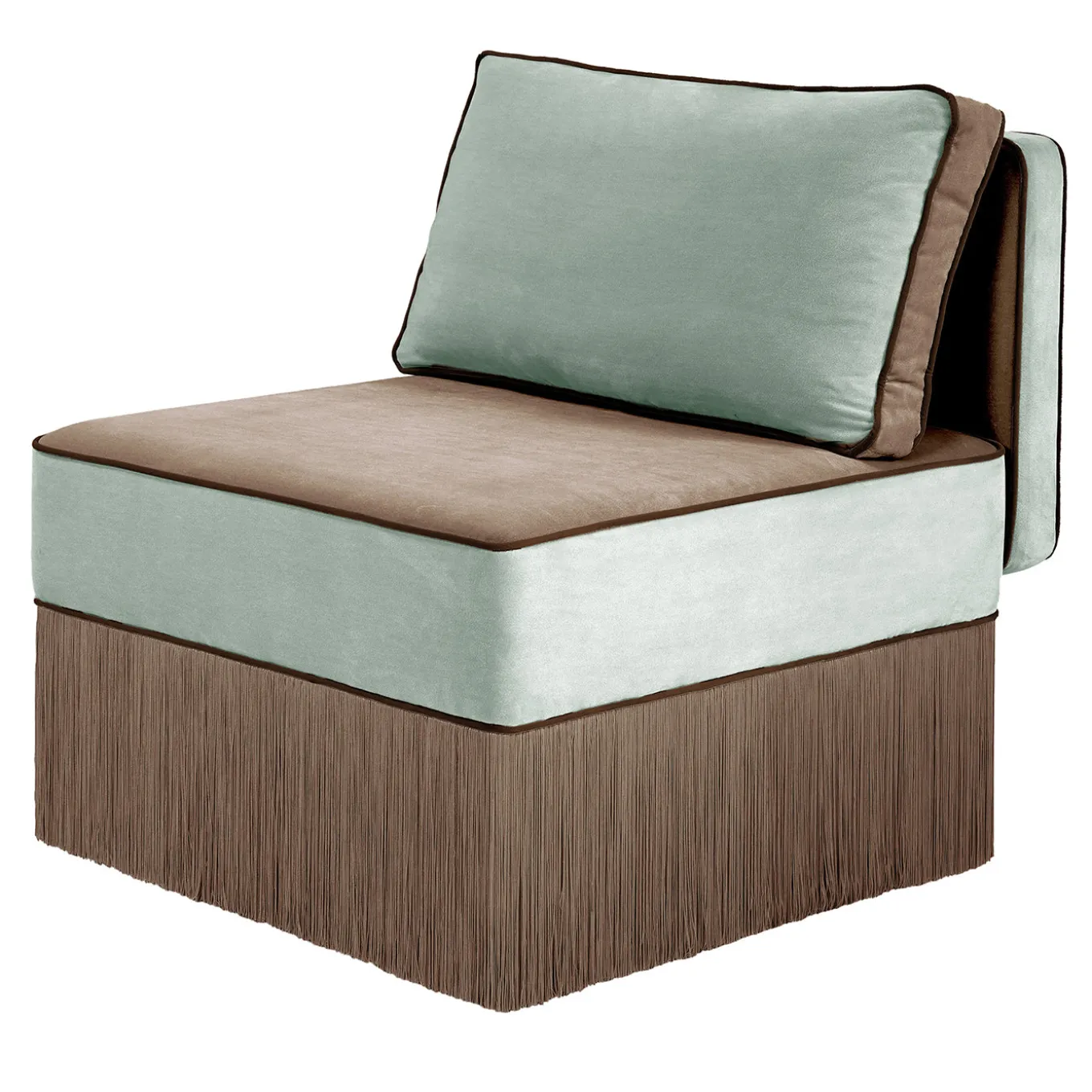 Lilli modular light blue with Taupe fringes lounge armchair