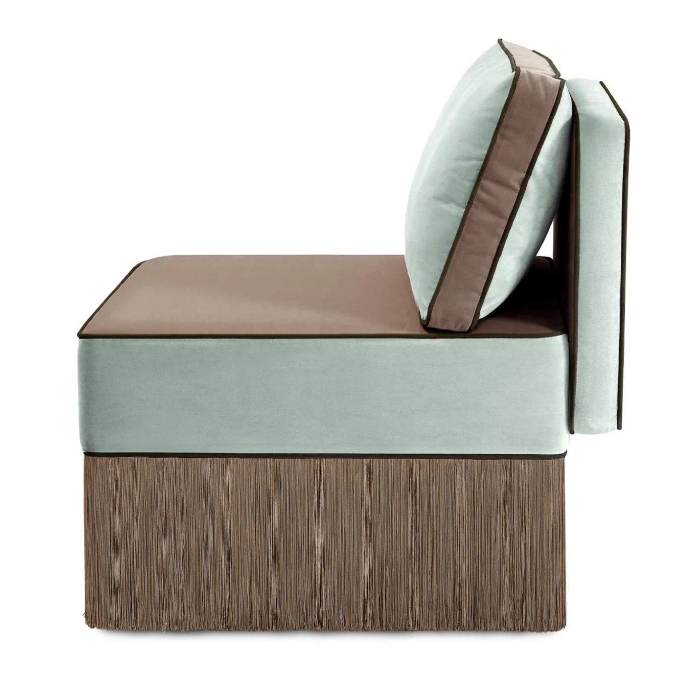 Lilli modular light blue with Taupe fringes lounge armchair