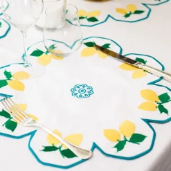 Limoni Multicolor Set of 2 Flower-Shaped White Service Placemats