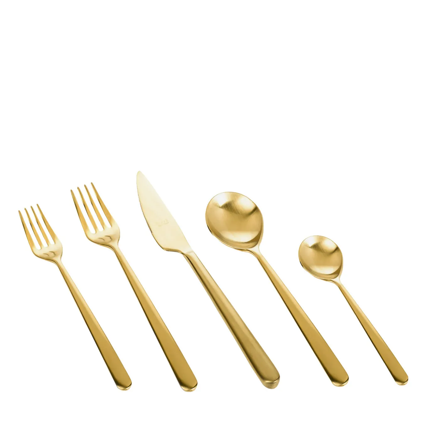 Linea Brushed Ice Oro 5-Piece Flatware Set
