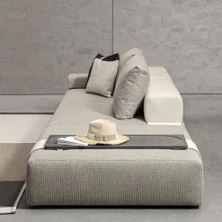 Linosa gray textile and leather Outdoor sofa