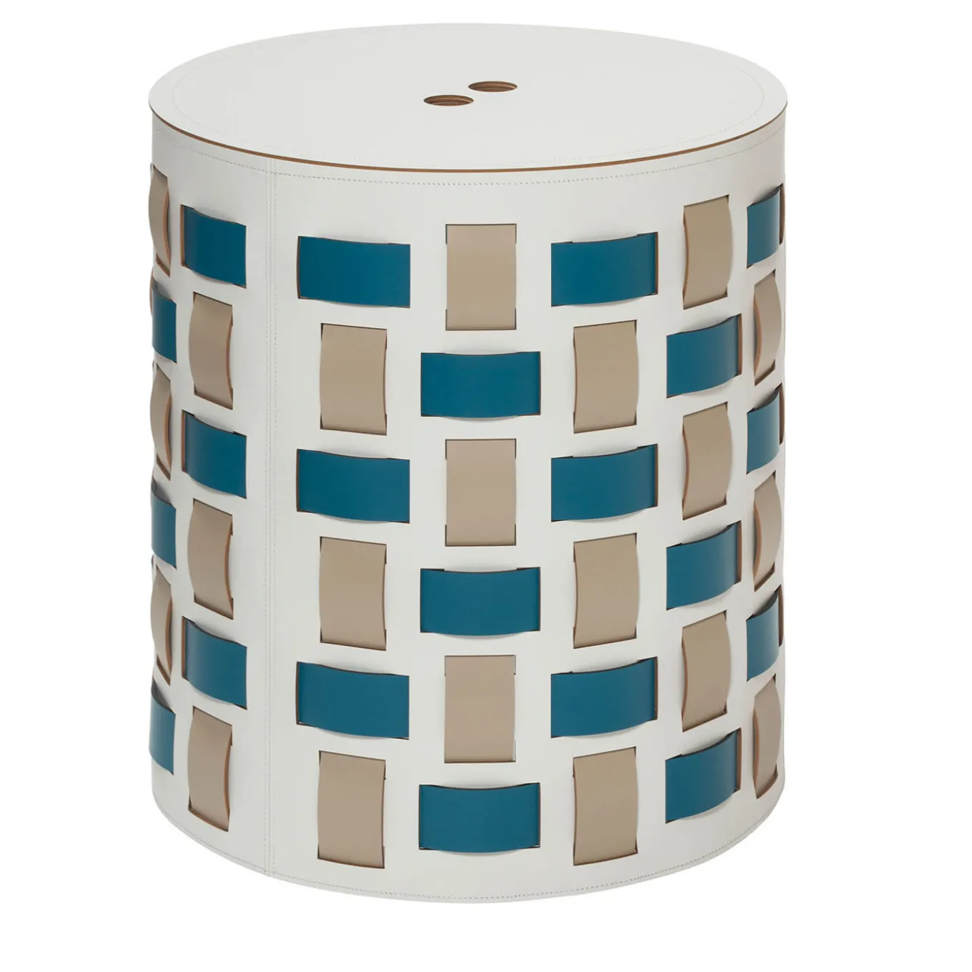 Lisbona N. 13 White Round Basket with Lid