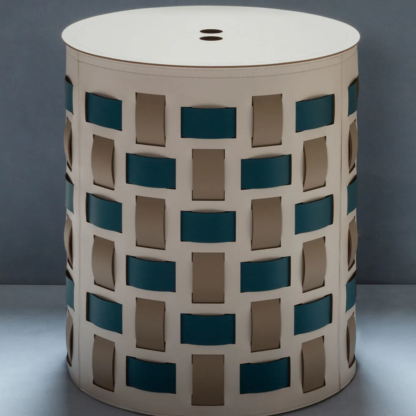 Lisbona N. 13 White Round Basket with Lid