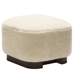 Lloyd Cream Wood Low Pouf