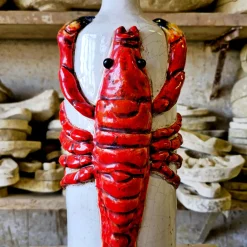 Lobster Polychrome Ceramic Bottle