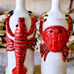 Lobster Polychrome Ceramic Bottle